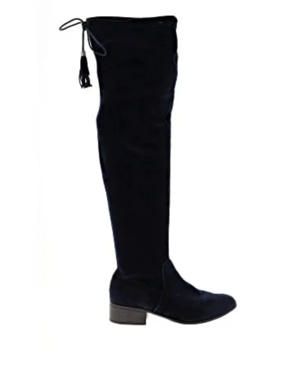Madden Girl Over-the-Knee Black Suede Boots with Tassel Tie